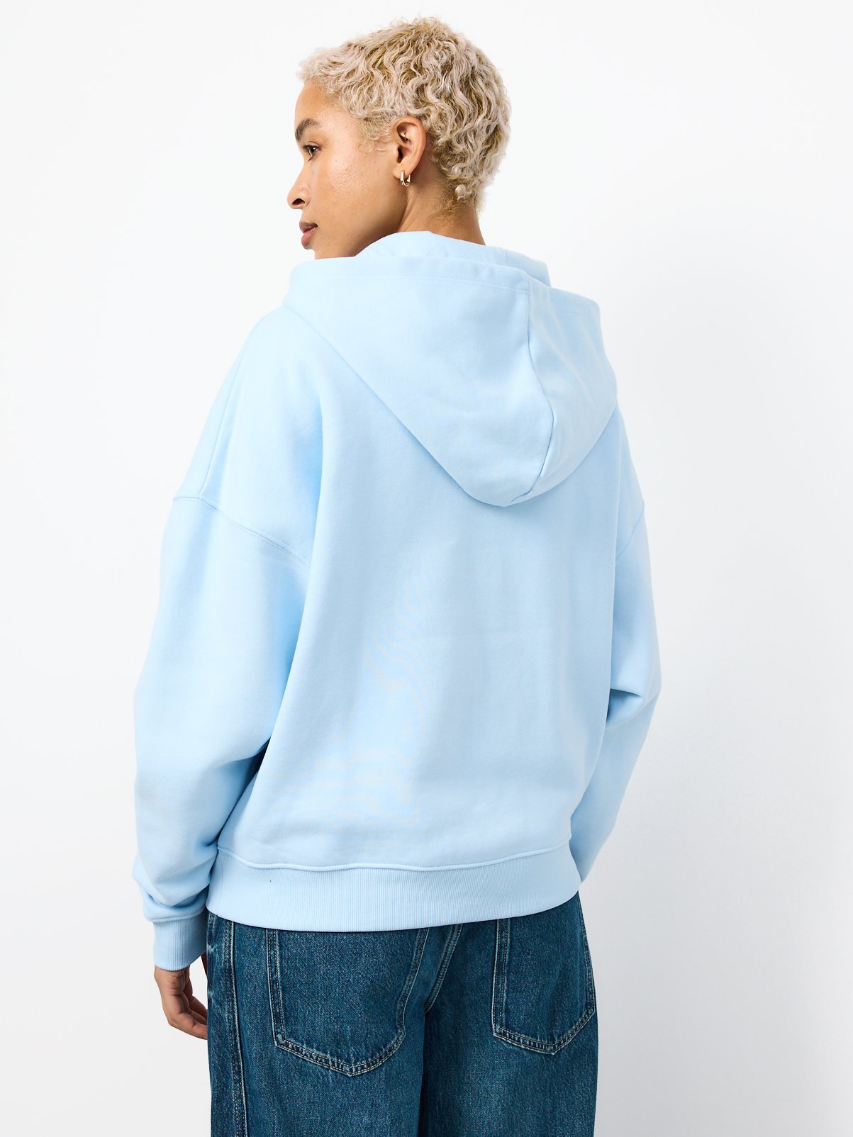 Light Blue Pure Cotton Oversized Hoodie L - Image 4 thumbnail